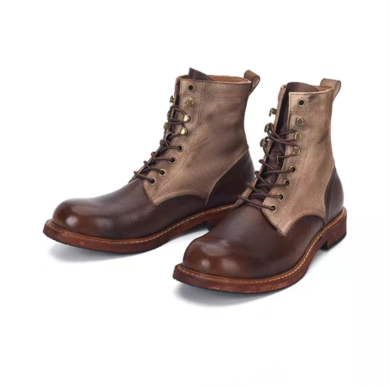 Men'S Shoes Low Top - รองเท้าบูทหนังวัวแท้สไตล์วินเทจอังกฤษคุณภาพสูงสำหรับผู้ชาย ฤดูใบไม้ร่วง ฤดูหนาว รองเท้าบูทข้อเท้าหลากสี รองเท้าบูทมอเตอร์ไซค์แบบเดสเสิร์ต