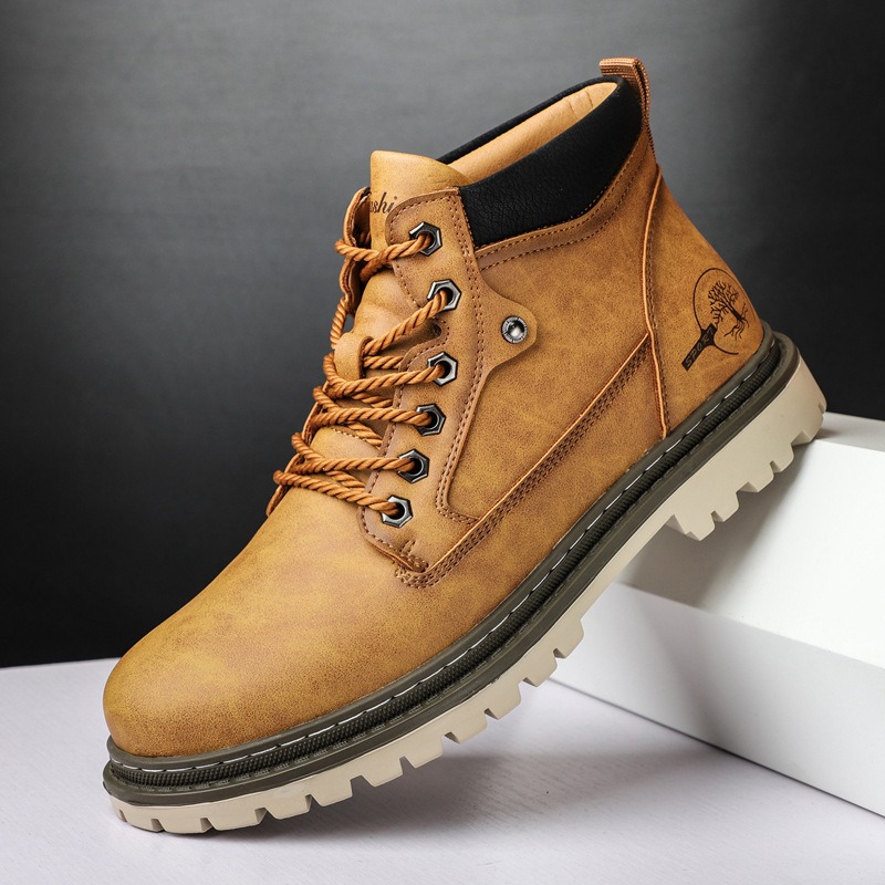 Men'S Shoes Low Top - รองเท้าบูทผู้ชายแบบหุ้มข้อสูง รองเท้าลำลองสำหรับฤดูใบไม้ร่วงและฤดูหนาว สไตล์เรโทร กันน้ำ รองเท้าบูทข้อเท้าสำหรับกิจกรรมกลางแจ้ง รองเท้าผ้าใบทำงาน