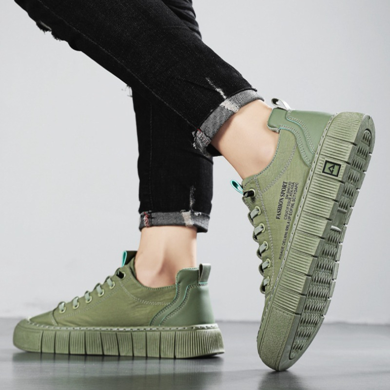 Men'S Shoes Low Top - รองเท้าผ้าใบผู้ชายพื้นหนา ทรงเตี้ย ระบายอากาศได้ดี มีเชือกผูก สวมใส่สบาย แฟชั่นลำลอง