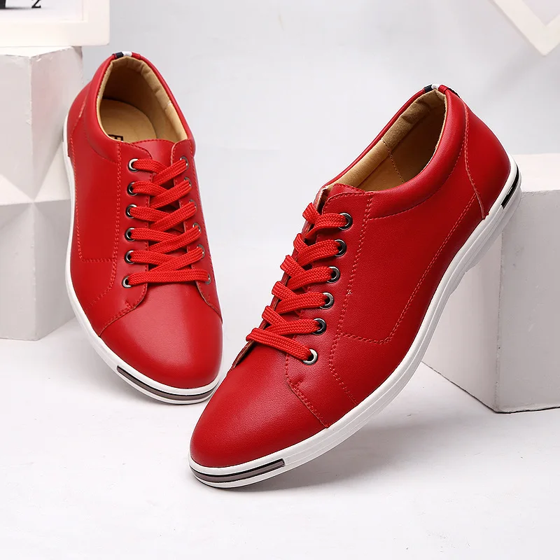 Boat Shoe Leather - รองเท้าผ้าใบผู้ชาย ไซส์ 38-48 สไตล์ลำลอง ระบายอากาศได้ดี สีขาว