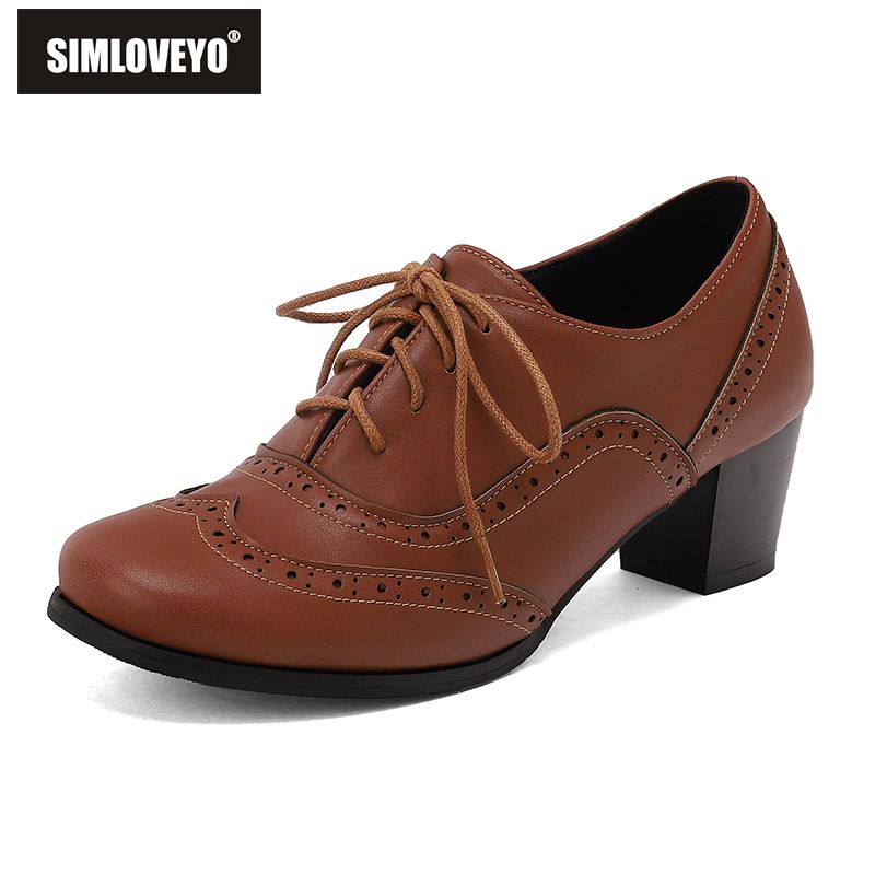 Men'S Shoes Size 42 In Us - รองเท้าส้นเตี้ยผู้หญิง SIMLOVEYO สีน้ำตาลใหม่ หัวกลม ส้นบล็อก 5