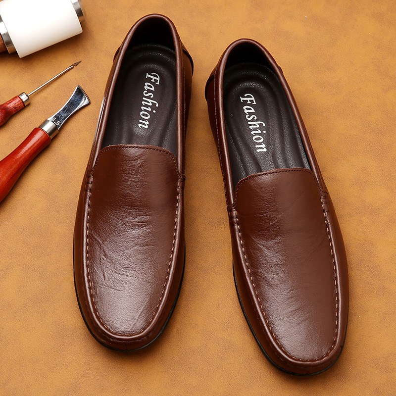 Boat Shoe Leather - รองเท้าหนังผู้ชายคุณภาพสูงสำหรับฤดูใบไม้ผลิ รองเท้าโลฟเฟอร์ทำมือ รองเท้าลำลอง พื้นนุ่ม รองเท้าหนังทรงเรียบง่ายสำหรับธุรกิจ