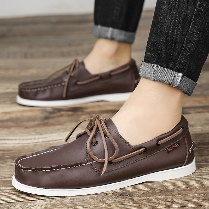 ของแท้หนังLoafers Luxury Mens  - Boat Shoe Leather บทวิจารณ์และราคา