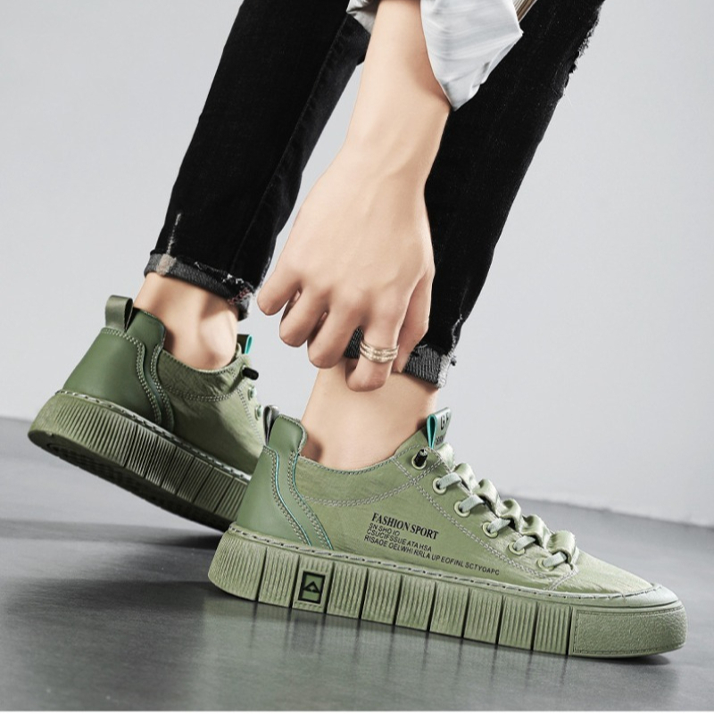 รองเท้าผ้าใบผู้ชายพื้นหนา ทรงเ - Men'S Shoes Low Top บทวิจารณ์และราคา