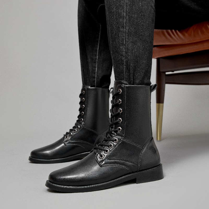 รองเท้าบูทหนังหุ้มข้อสูง รองเท - Men'S Shoes Low Top บทวิจารณ์และราคา