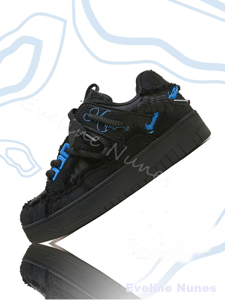 รองเท้าสเก็ตพื้นหนาสีดำขอบรุ่ย - Men'S Shoes Low Top บทวิจารณ์และราคา