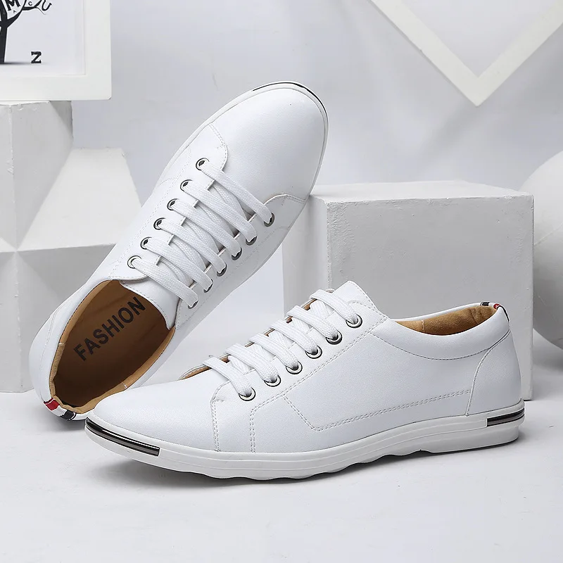 รองเท้าผ้าใบผู้ชาย ไซส์ 38-48  - Boat Shoe Leather บทวิจารณ์และราคา