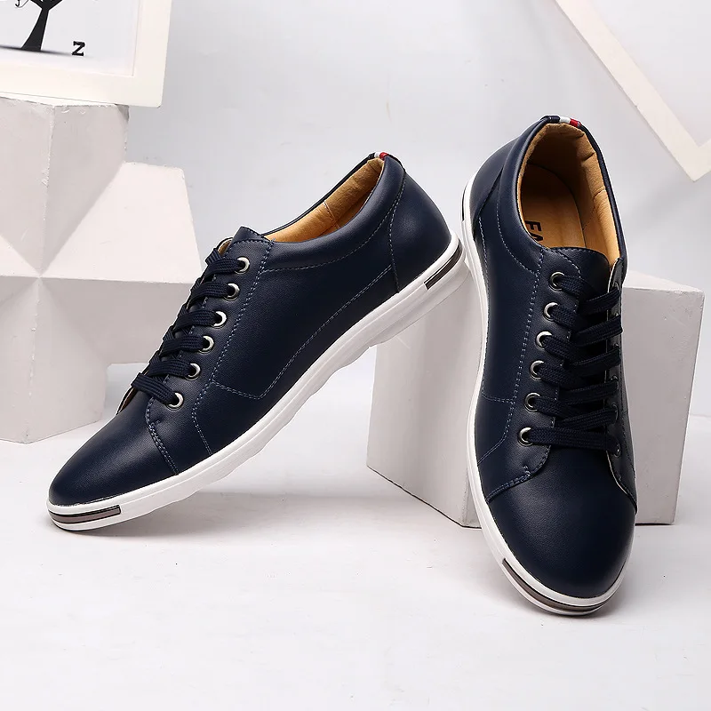 รองเท้าผ้าใบผู้ชาย ไซส์ 38-48  - Boat Shoe Leather บทวิจารณ์และราคา