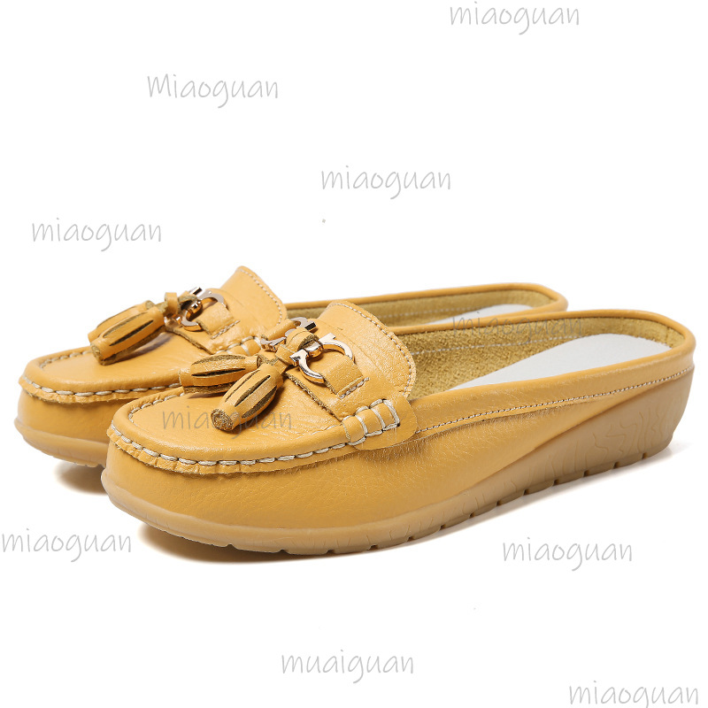 รองเท้าสลิปออนแบบสวมเปิดส้นสำห - Boat Shoe Leather บทวิจารณ์และราคา