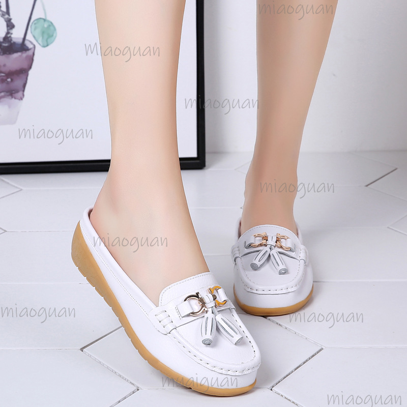 รองเท้าสลิปออนแบบสวมเปิดส้นสำห - Boat Shoe Leather บทวิจารณ์และราคา