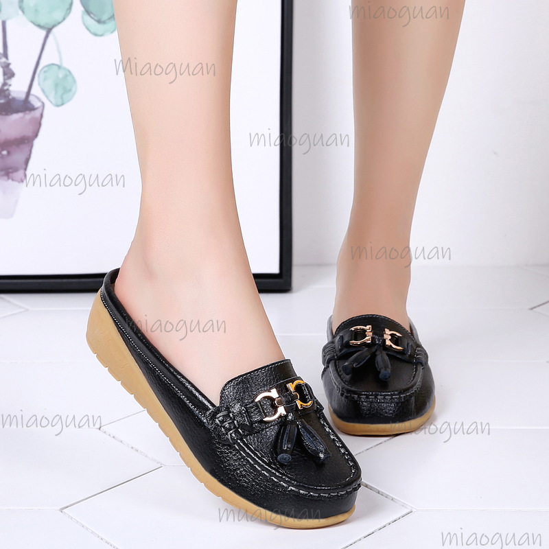 รองเท้าสลิปออนแบบสวมเปิดส้นสำห - Boat Shoe Leather บทวิจารณ์และราคา